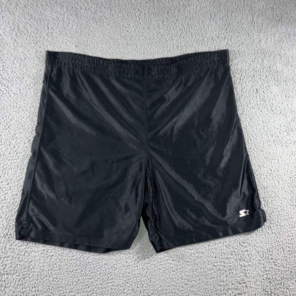Vtg Starter Basketball Shorts Men XL Shiny Athletic Black Drawstring Baggy Y2K